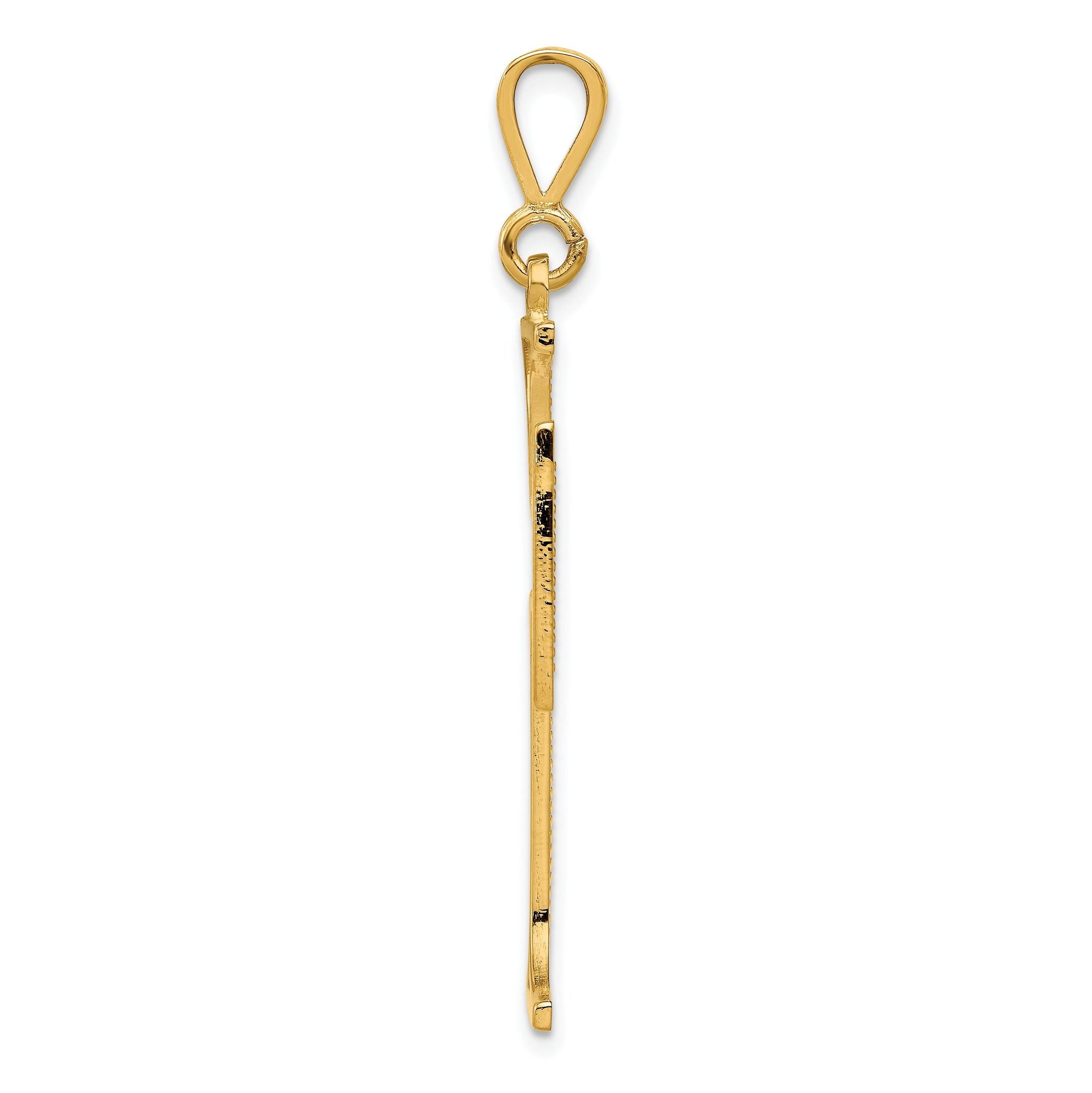 10K Gold Polished Cross Charm with Solid Design 44mm