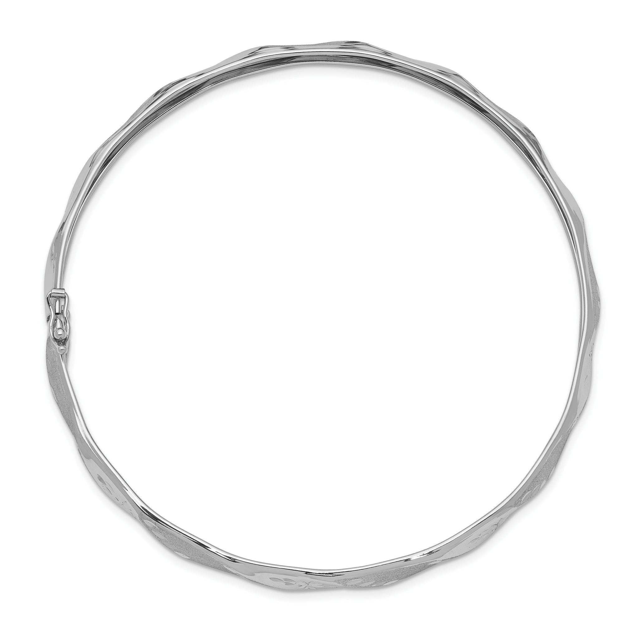 14K White Gold Polished Twisted Bangle with Flexible Design Secondary image