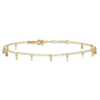 14K Cable Chain with Diamond Cut Dots 9 inch Plus 1 inch Extender - Total 10 inch Anklet