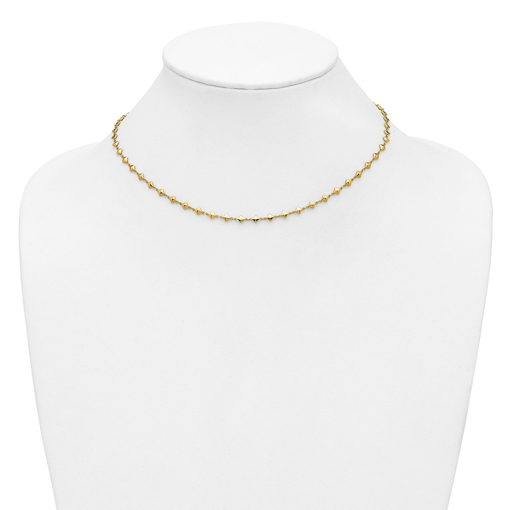 14K Polished Geometric Fancy with 2 in ext. Necklace