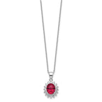 Cheryl 925 Sterling Silver Rhodium-Plated Ruby CZ Halo Necklace 18.25 Elegant Gift-Ready Jewelry