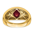 14k Created Ruby and Diamond Mens Ring