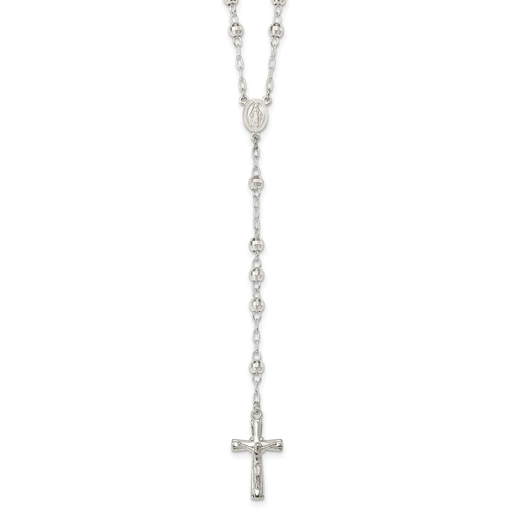 Sophia Jewelers Sterling Silver 26 Polished Rosary Necklace for Women