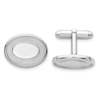 Rhodium-Plated Oval Engravable Cuff Links by Kelly Waters