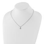 Sterling Silver Diamond Teardrop Necklace with Rhodium Plating and Gift Box