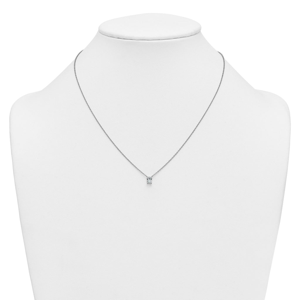 14k White Gold 1/2 carat Lab Grown Diamond VS+ F+ Radiant Complete 18 inch Four Prong Pendant Necklace