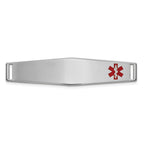 14K White Gold Medical ID Bracelet with Engravable Red Enamel