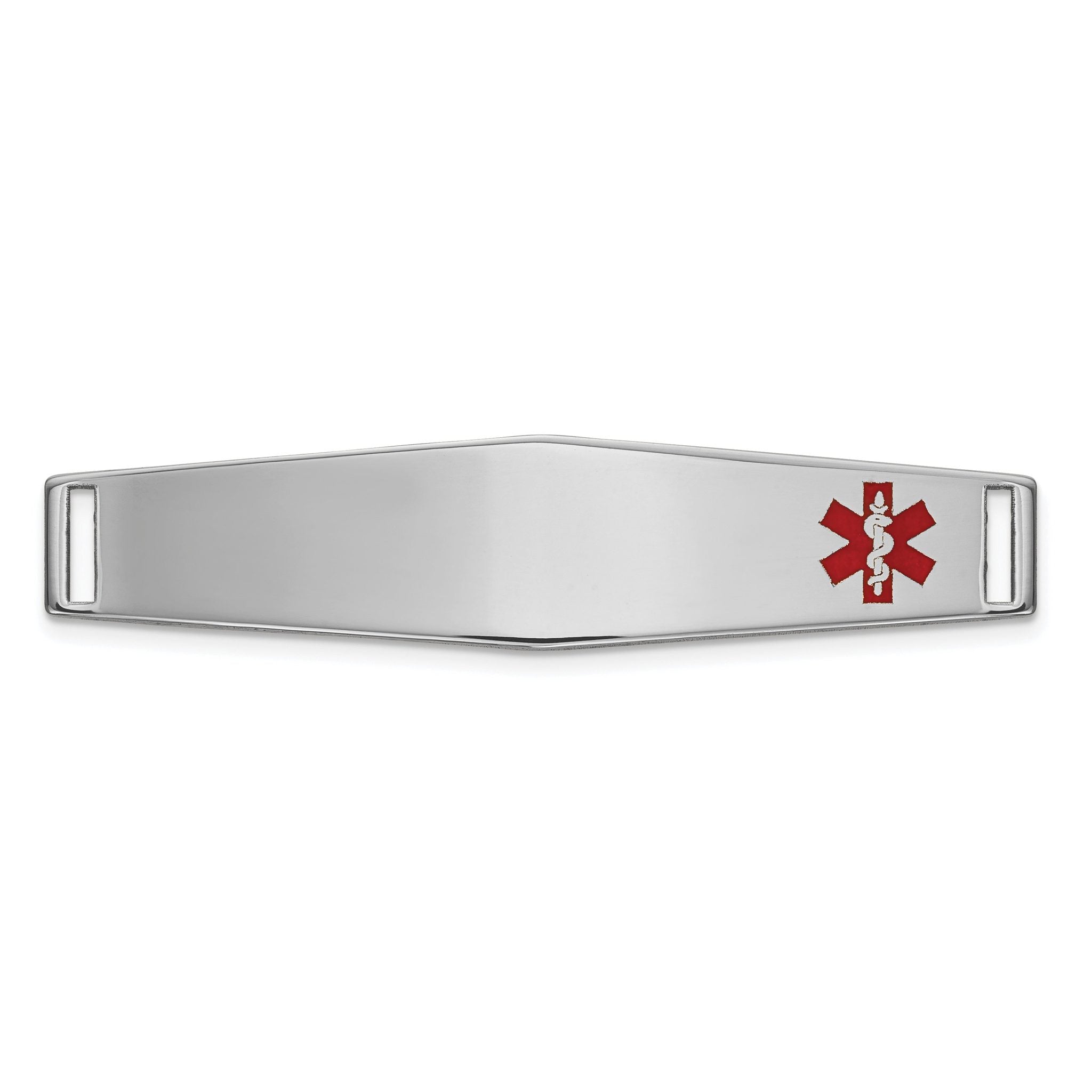 14K White Gold Medical ID Bracelet with Engravable Red Enamel