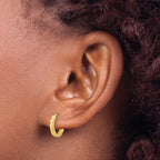 14K Polished and Diamond-cut Huggie Hoop Earrings
