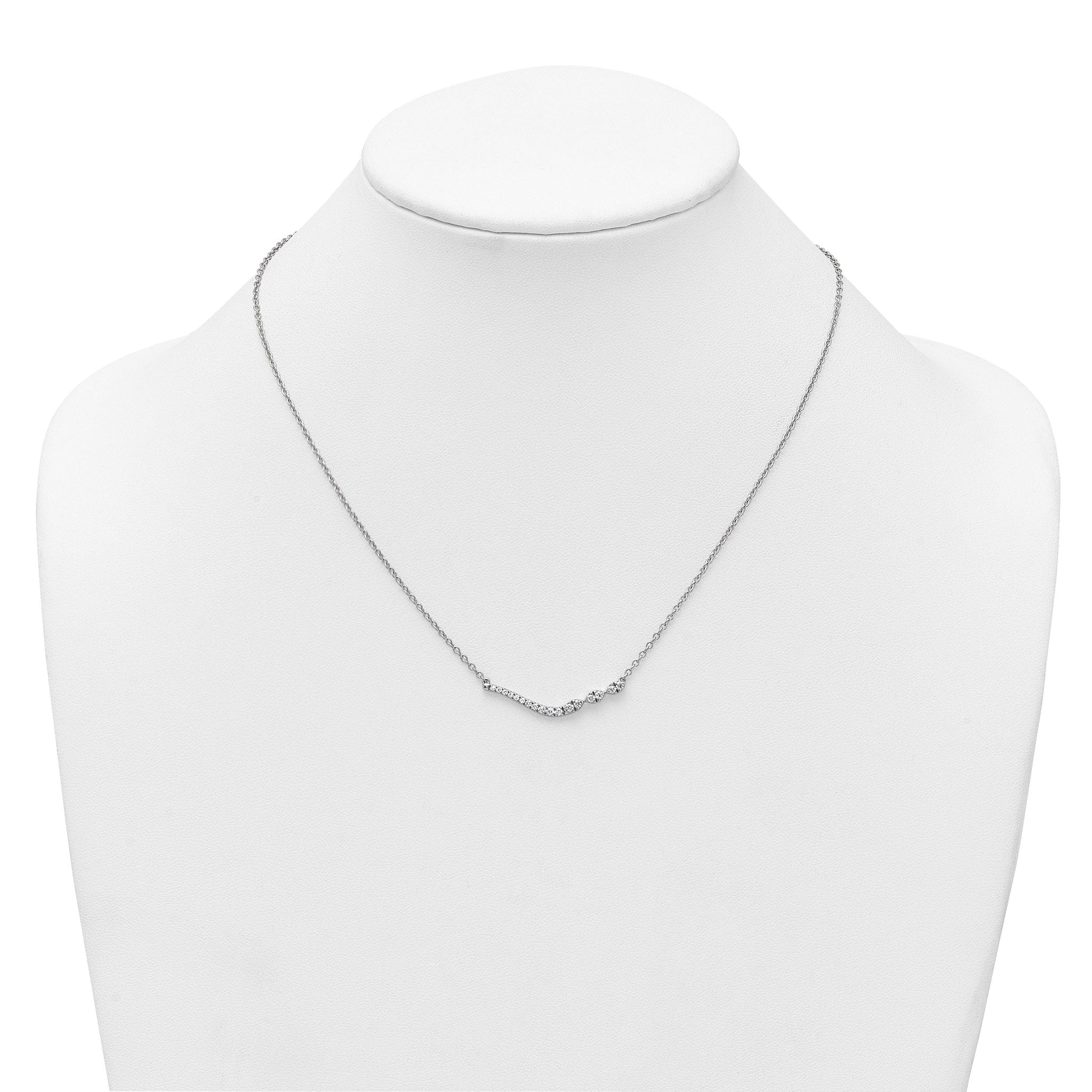 14k White Gold 1/3 carat Lab Grown Diamond VS+ F+ Complete 18 inch Fashion Bar Necklace