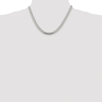 Sterling Silver Rhodium-plated 6.4mm Polished Domed Curb Chain