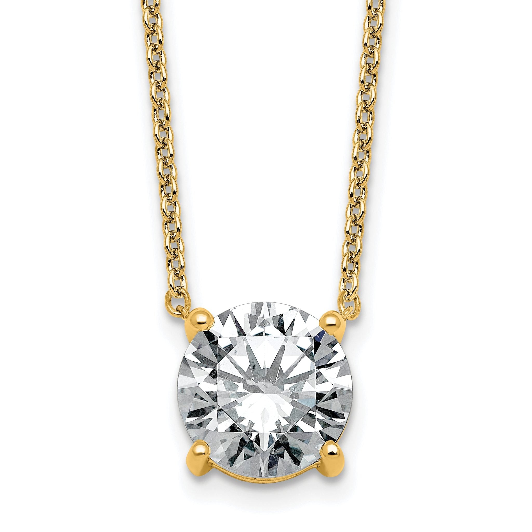 14k 3 1/2 carat Lab Grown Diamond VS+ F+ Round Complete Four Prong 18 inch Solitaire Necklace Main image