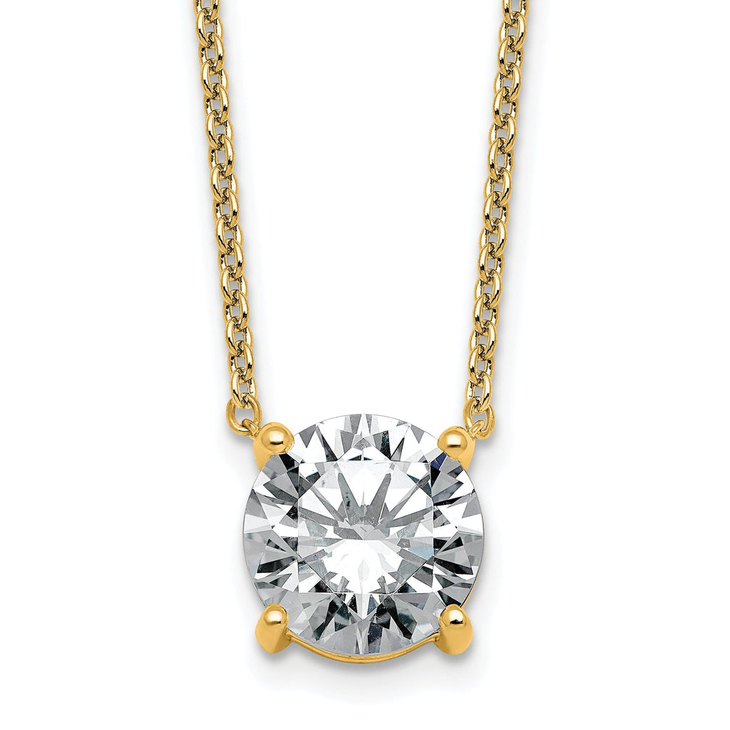 14k 3 1/2 carat Lab Grown Diamond VS+ F+ Round Complete Four Prong 18 inch Solitaire Necklace