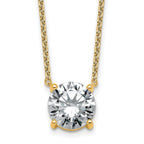 14k 3 1/2 carat Lab Grown Diamond VS+ F+ Round Complete Four Prong 18 inch Solitaire Necklace