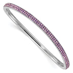 Stainless Steel Polished Light Purple Crystal Wavy Bangle Bracelet for Women