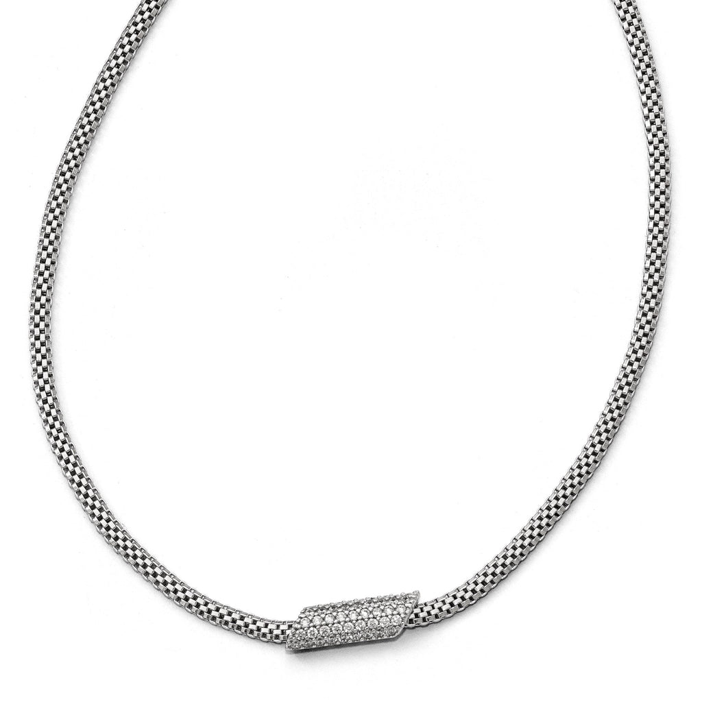 Sterling Silver 925 Fancy Necklace with Clear CZ Elegance by Sophia Jewelers