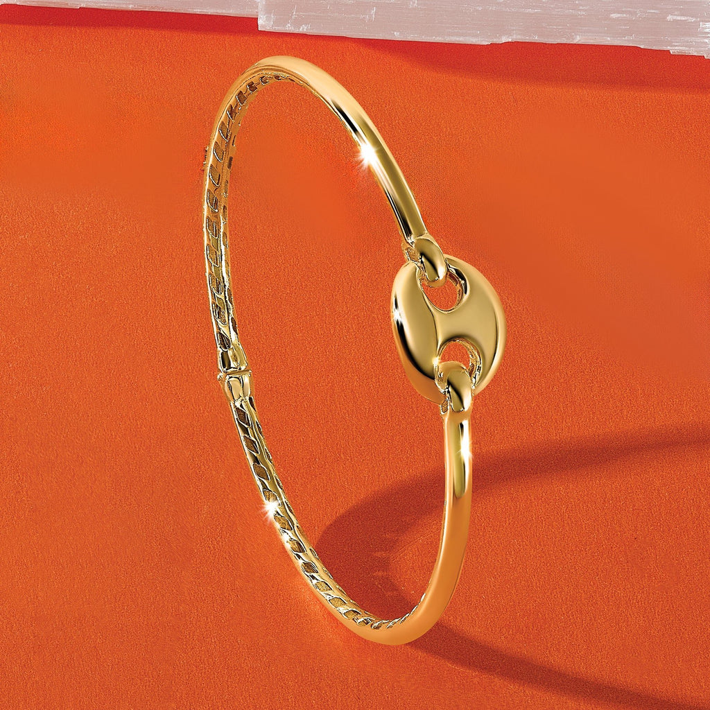 14K Polished Hollow Hinged Bangle