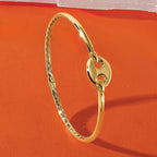 14K Polished Hollow Hinged Bangle