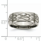 Titanium Unisex Wedding Band with Polished Flame Design Engravable