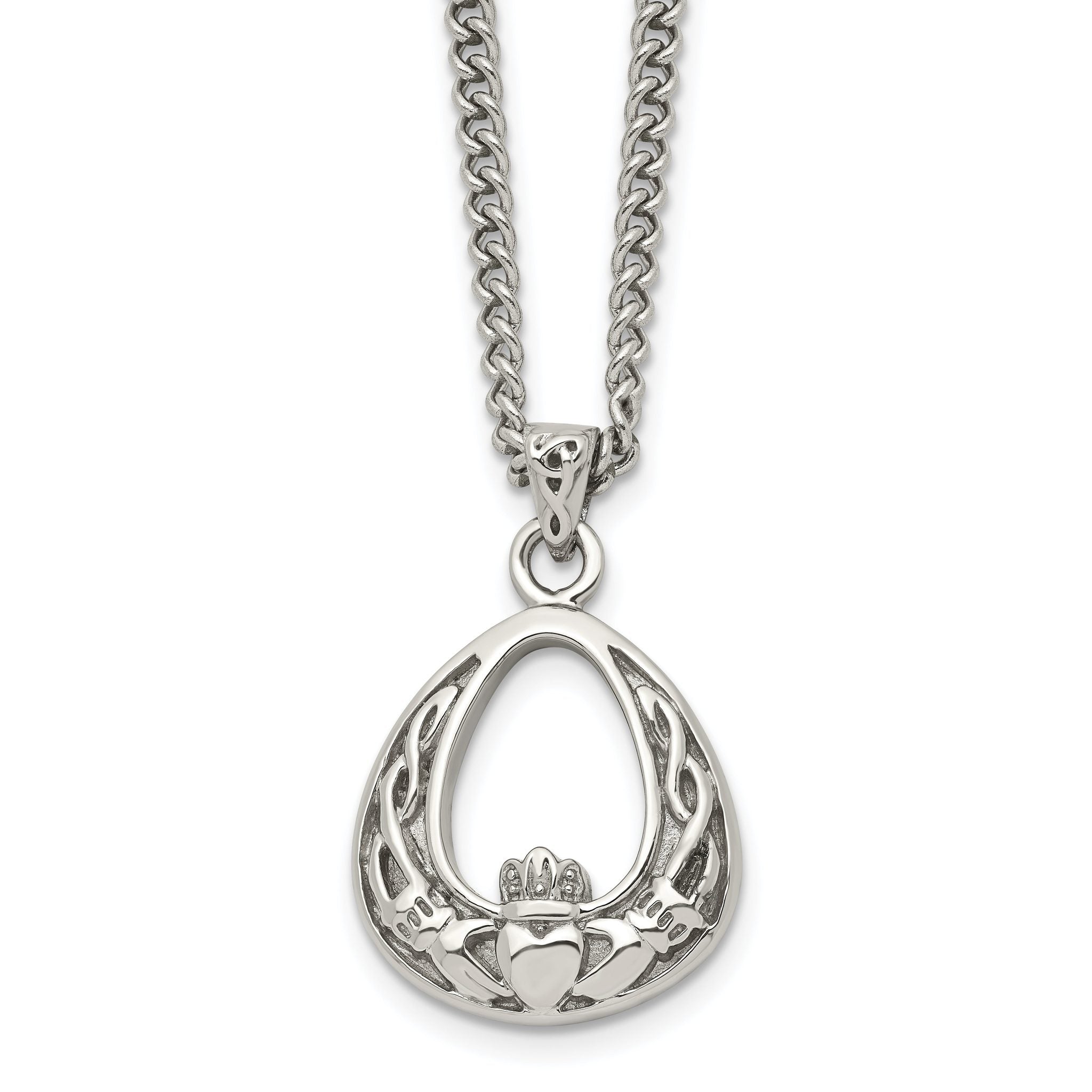 Claddagh Pendant Necklace in Stainless Steel, 18 in Main image
