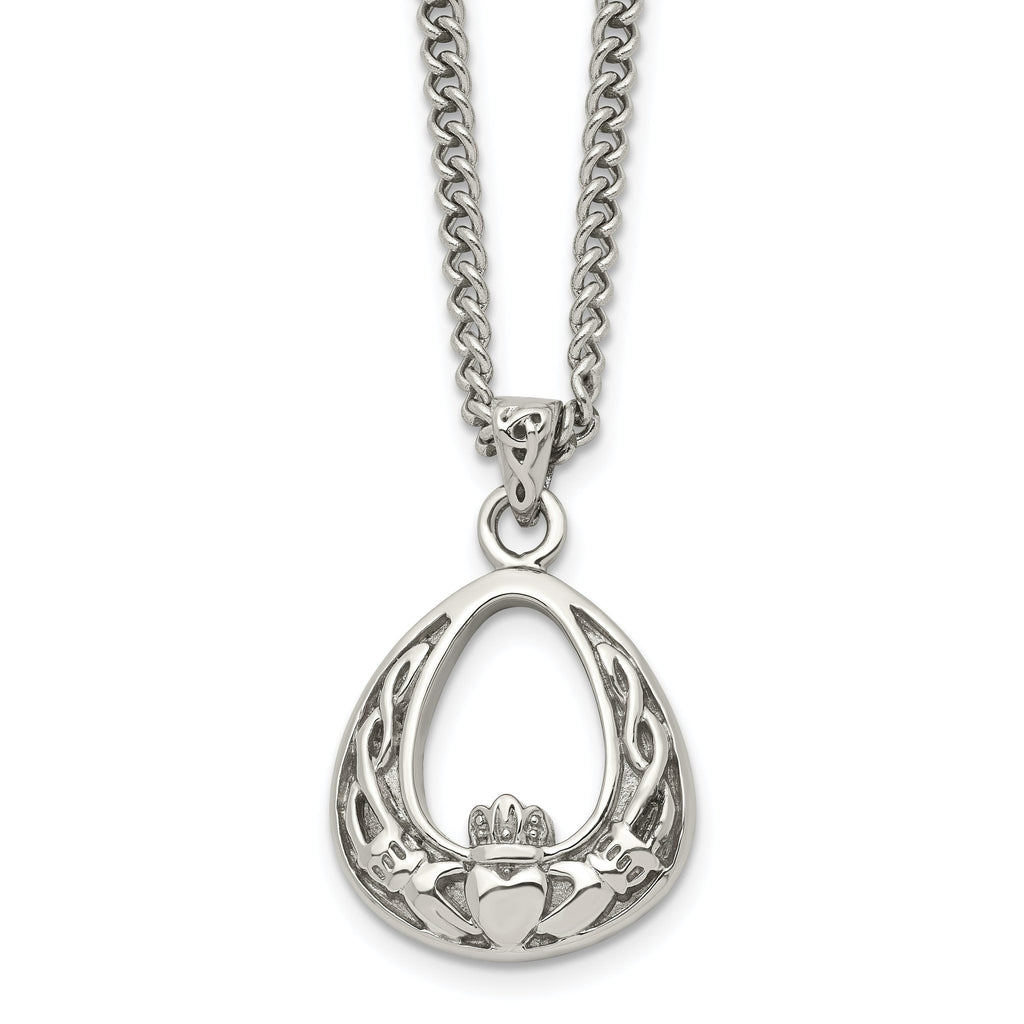 Claddagh Pendant Necklace in Stainless Steel, 18 in