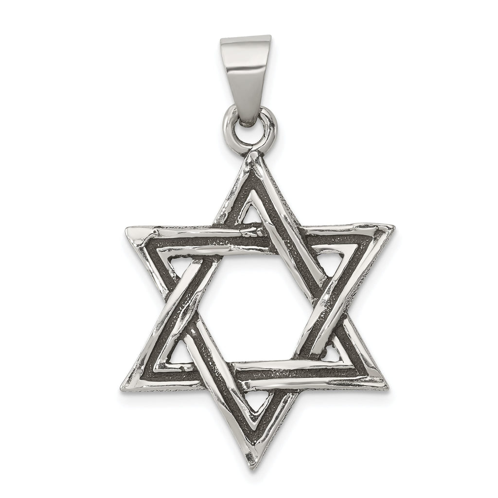 Sophia Jewelers Sterling Silver Star of David Antiqued Pendant