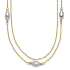 Sophia Jewelers 14K Tri-Color Gold Necklace with Polished Multi-Strand Puff Beads