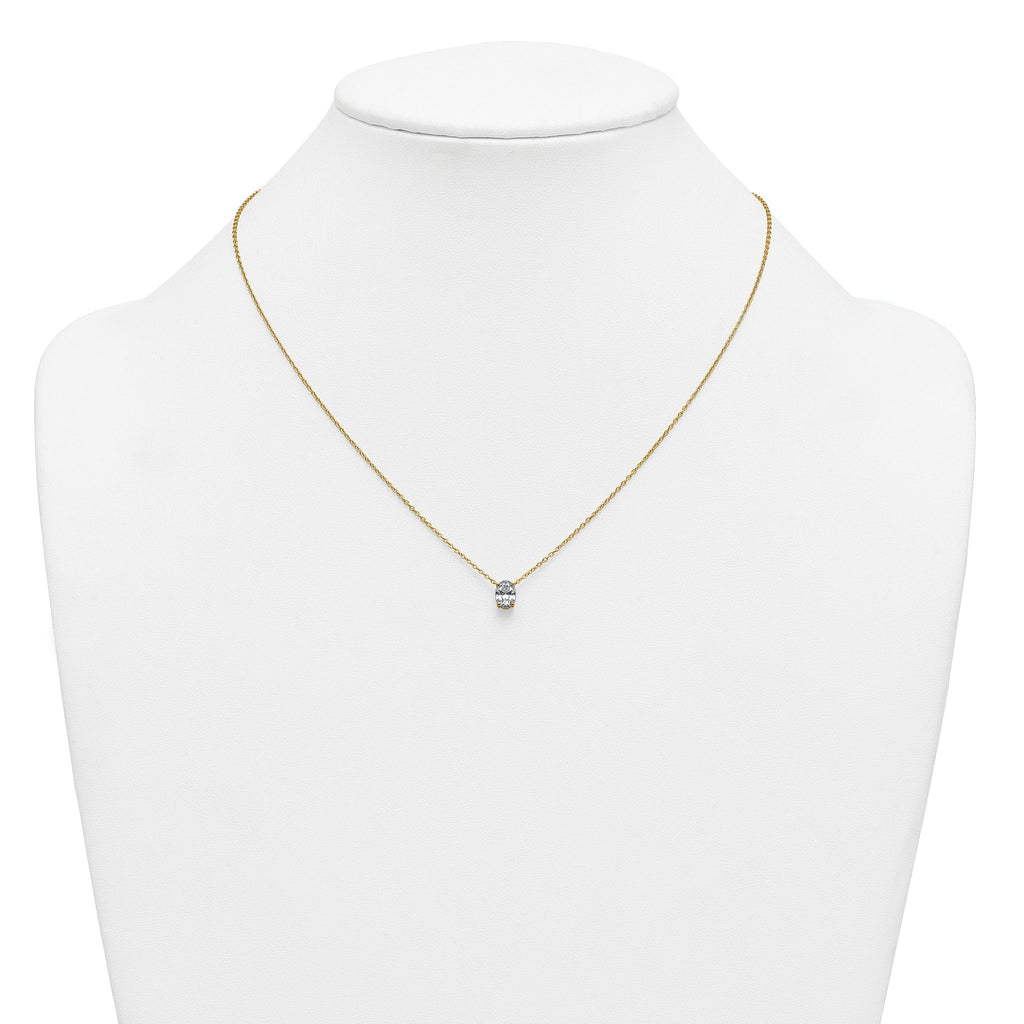 14k 3/4 carat Lab Grown Diamond VS/SI+ G+ Oval Complete 18 inch Four Prong Pendant Necklace
