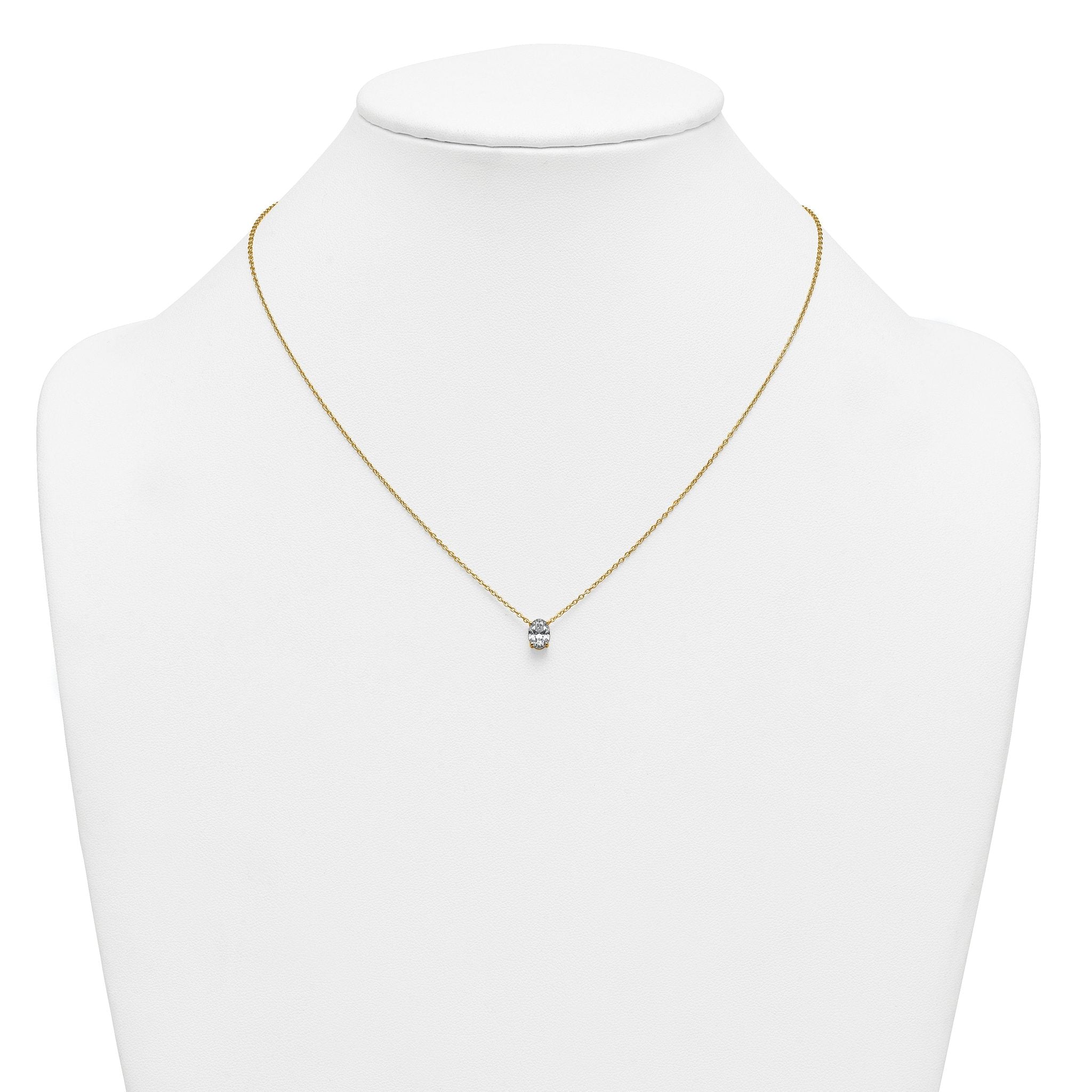 14k 3/4 carat Lab Grown Diamond VS/SI+ G+ Oval Complete 18 inch Four Prong Pendant Necklace