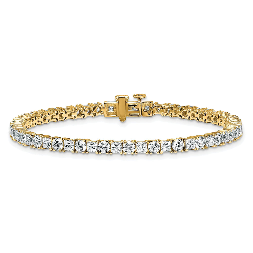 14k 7 carat Lab Grown Diamond VS+ F+ Complete Princess and Round Tennis Bracelet