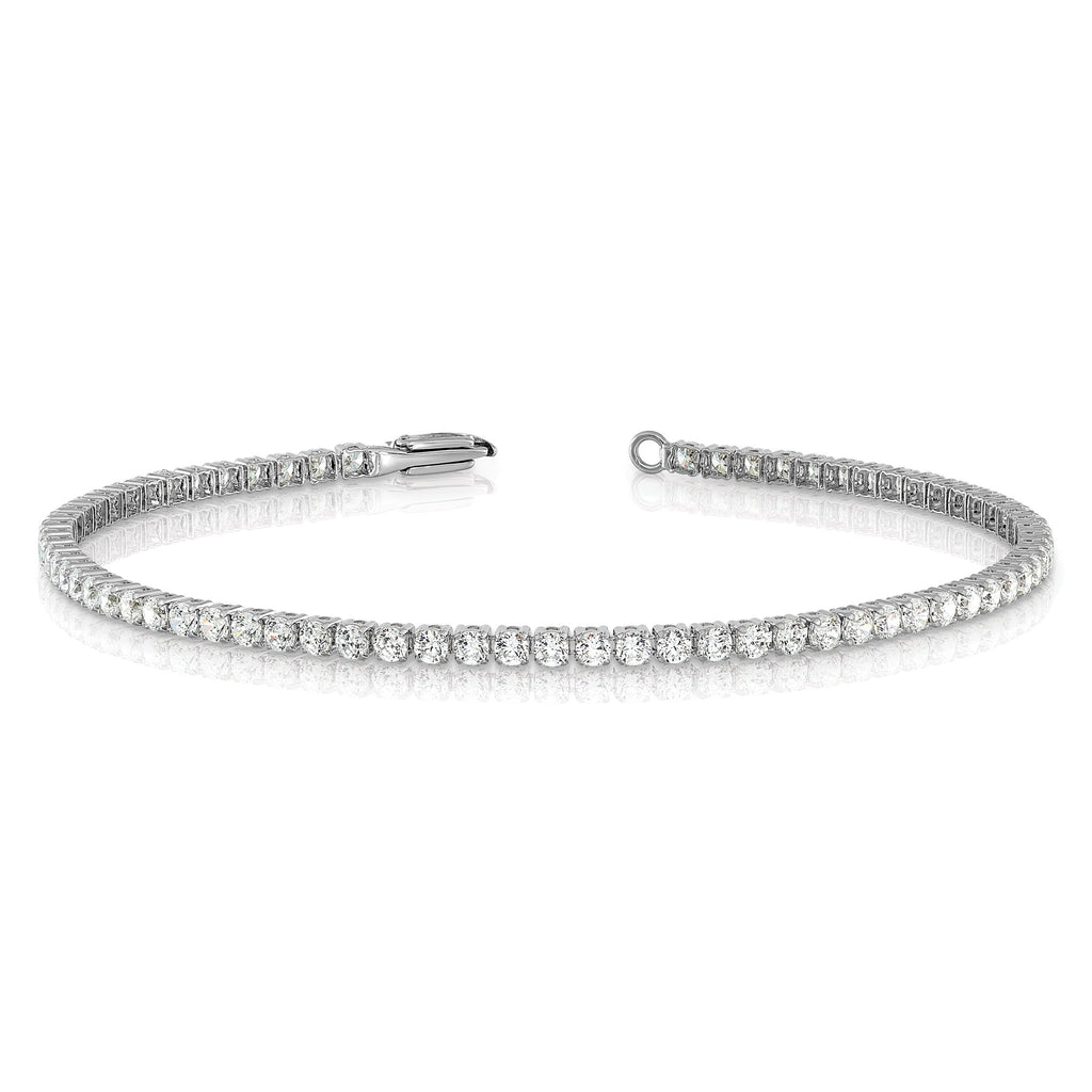 14k White Gold 3 1/5 carat Lab Grown Diamond VS/SI+ G+ Complete Round Tennis Bracelet