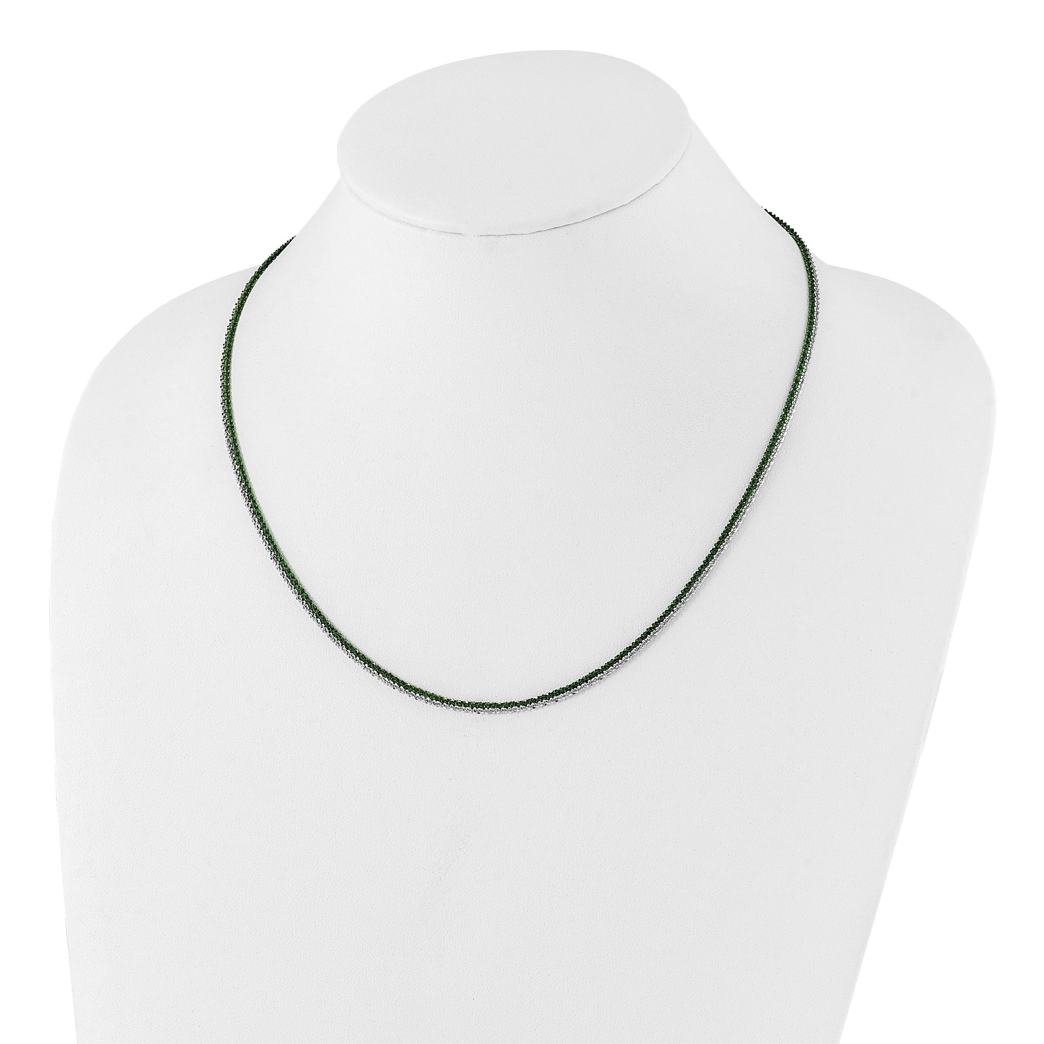 Sterling Silver 925 Adjustable Fancy Necklace with Green Rhodium Plating Secondary image