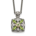 Shey Couture Sterling Silver with 14K Accent 18 Inch Antiqued Diamond and Marquise Peridot Necklace