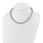 Sterling Silver Rhodium-plated 7-8mm Grey Near-Round Freshwater Cultured Pearl 7.25 inch Bracelet