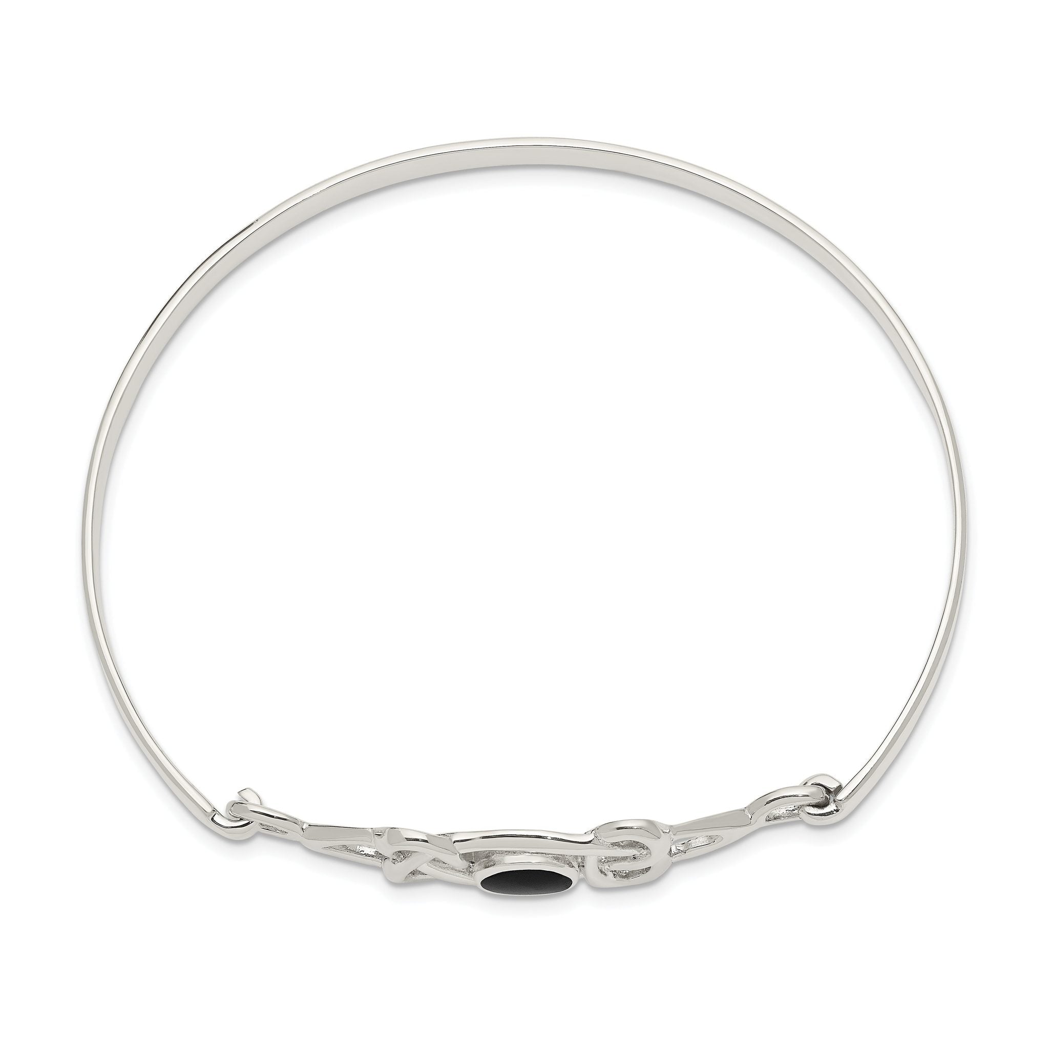 Sophia Jewelers Sterling Silver Onyx Celtic Bangle with Flexible Design Secondary image