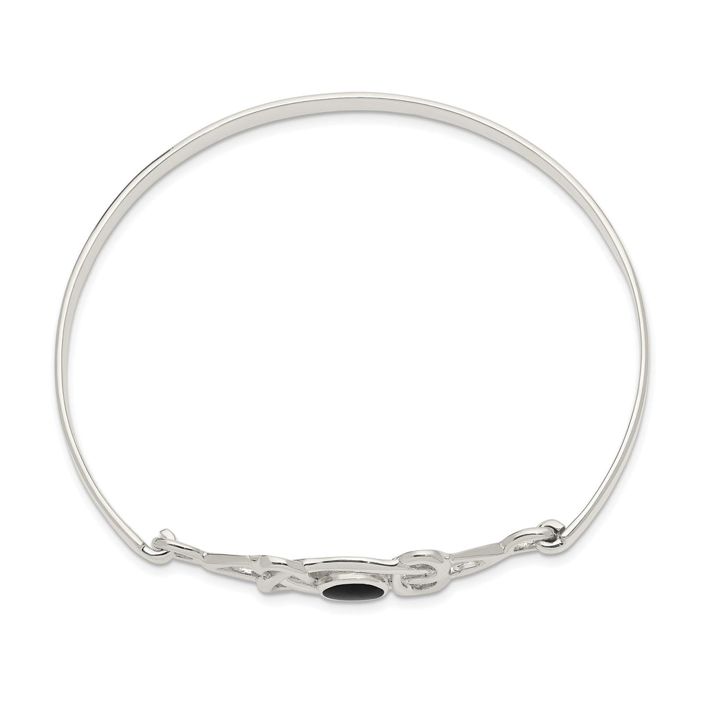 Sophia Jewelers Sterling Silver Onyx Celtic Bangle with Flexible Design