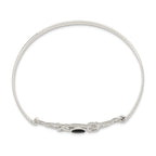 Sophia Jewelers Sterling Silver Onyx Celtic Bangle with Flexible Design