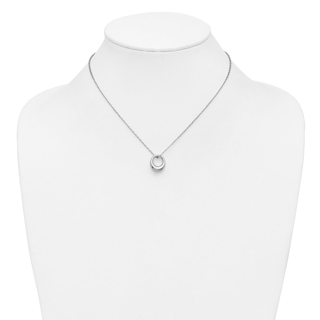 Sterling Silver RH-plated Fancy Open Circle w/2in ext. Necklace
