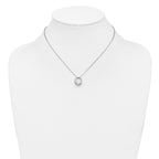 Sterling Silver RH-plated Fancy Open Circle w/2in ext. Necklace