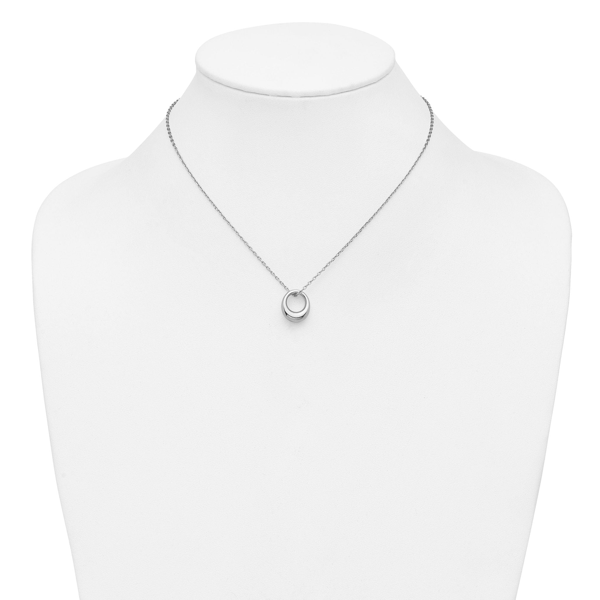 Sterling Silver RH-plated Fancy Open Circle w/2in ext. Necklace
