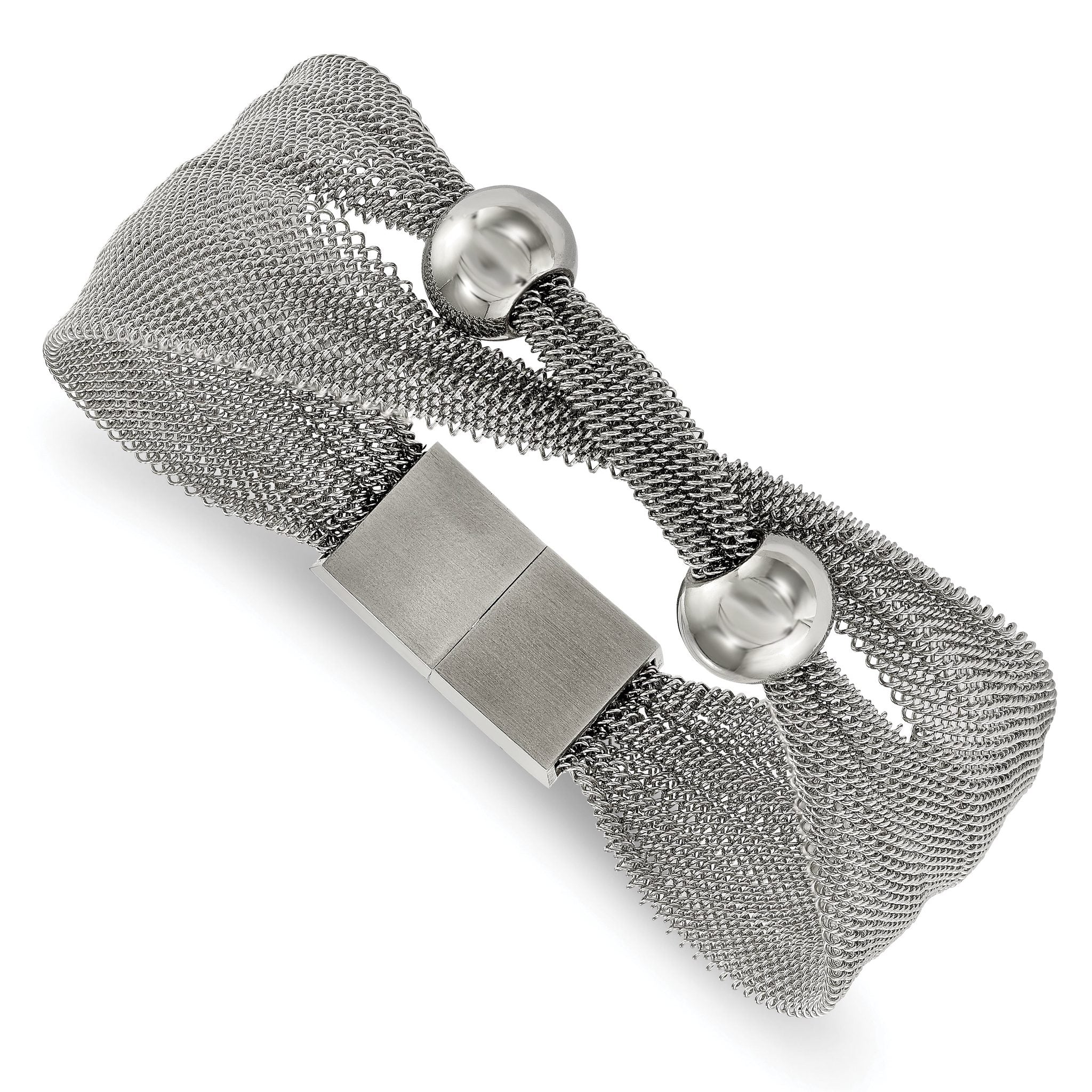 Stainless Steel Polished Bead Mesh Bracelet for Women Main image