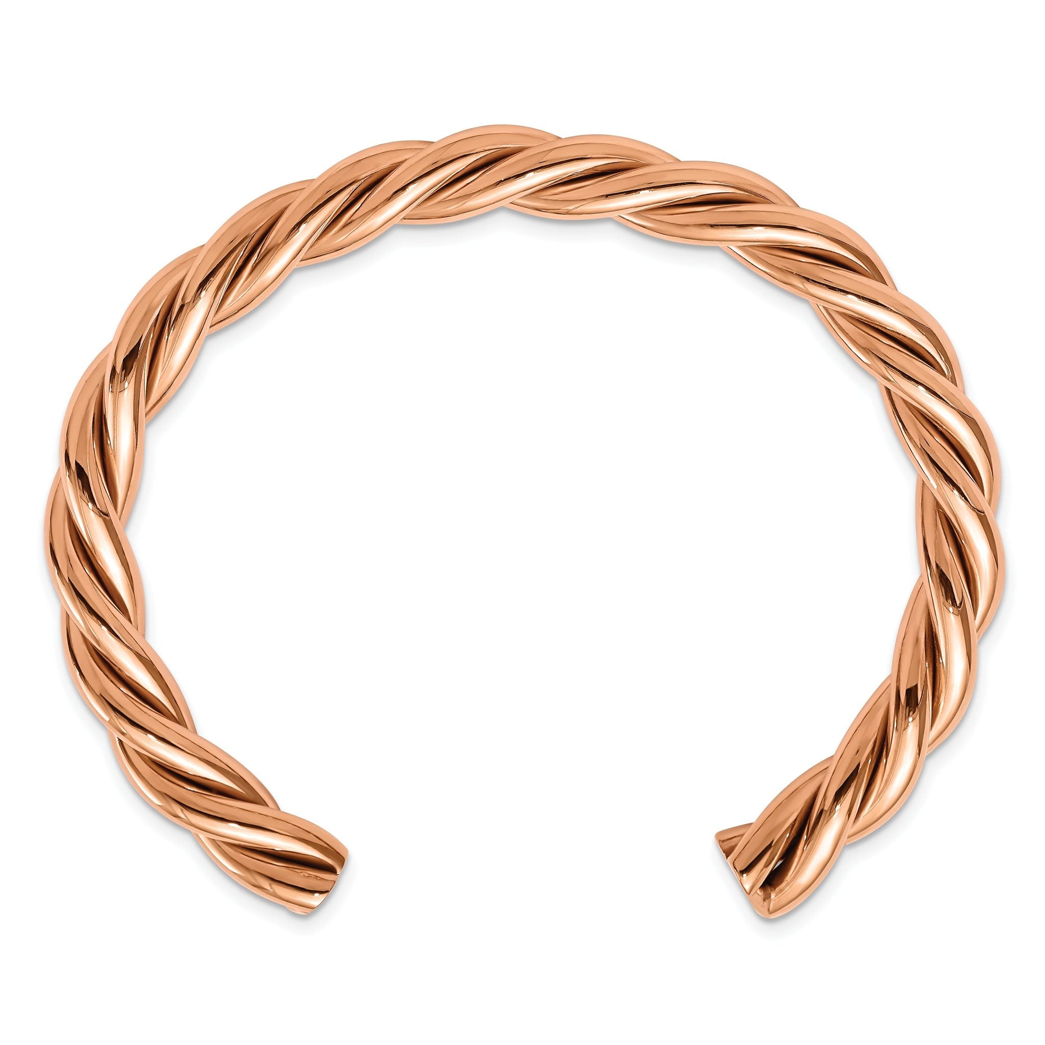 Stainless Steel Polished Rose IP-plated Twisted Cuff Bangle Bracelet for Women Secondary image