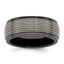 Titanium Wedding Band with Grooved Step Edge Polished Finish