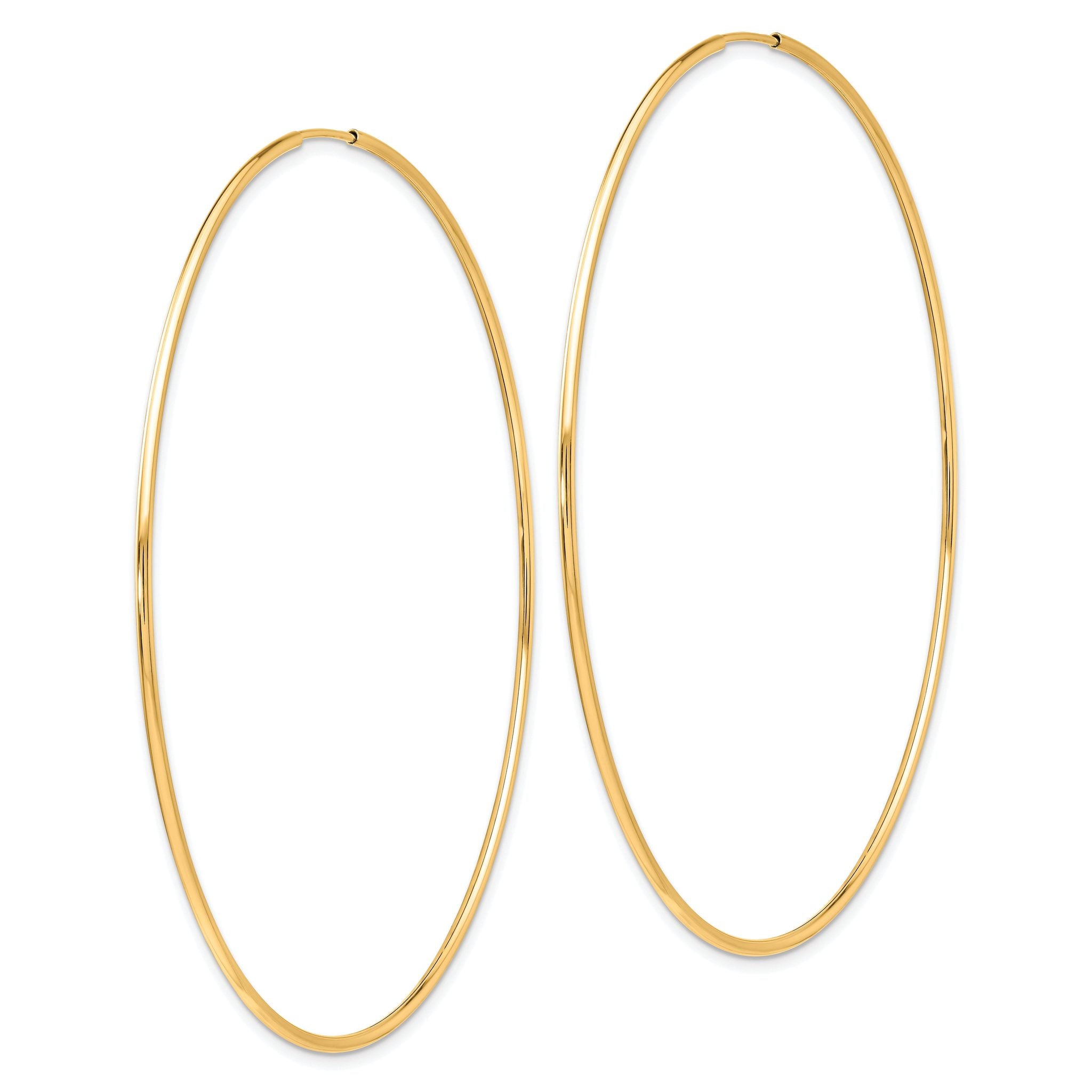 10K Gold Polished Endless Hoop Earrings for Women  Large, Lightweight Design Secondary image