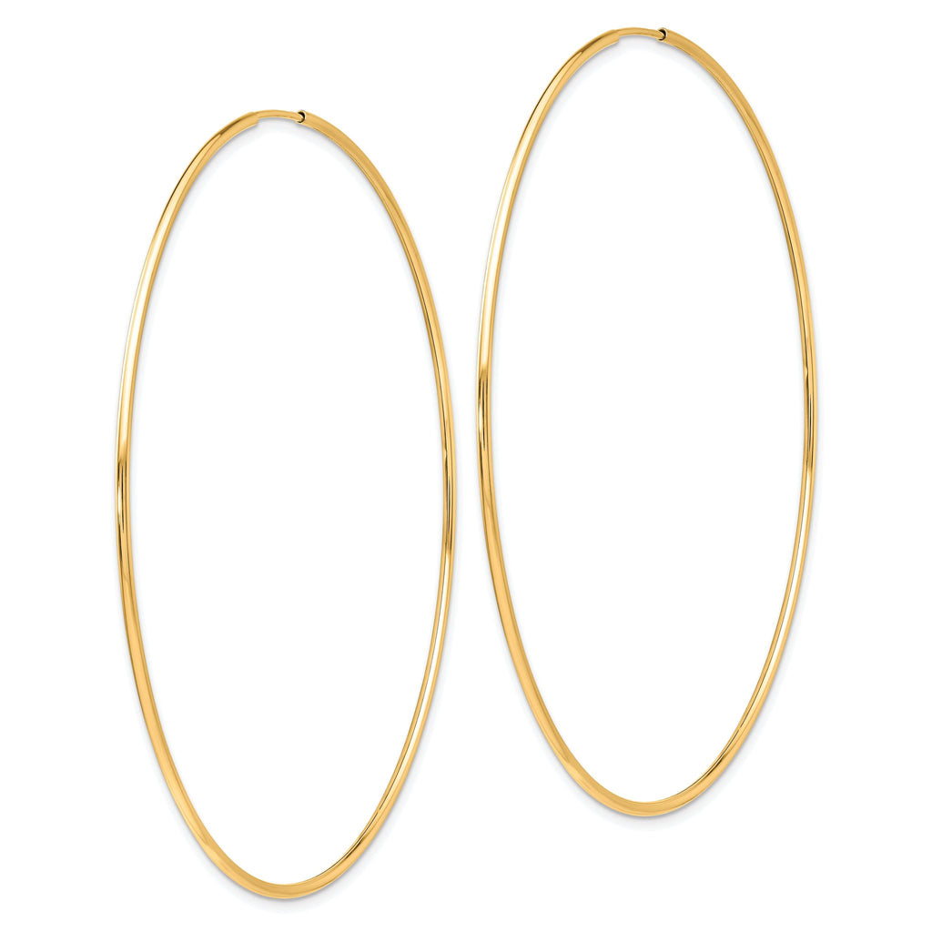 10K Gold Polished Endless Hoop Earrings for Women  Large, Lightweight Design