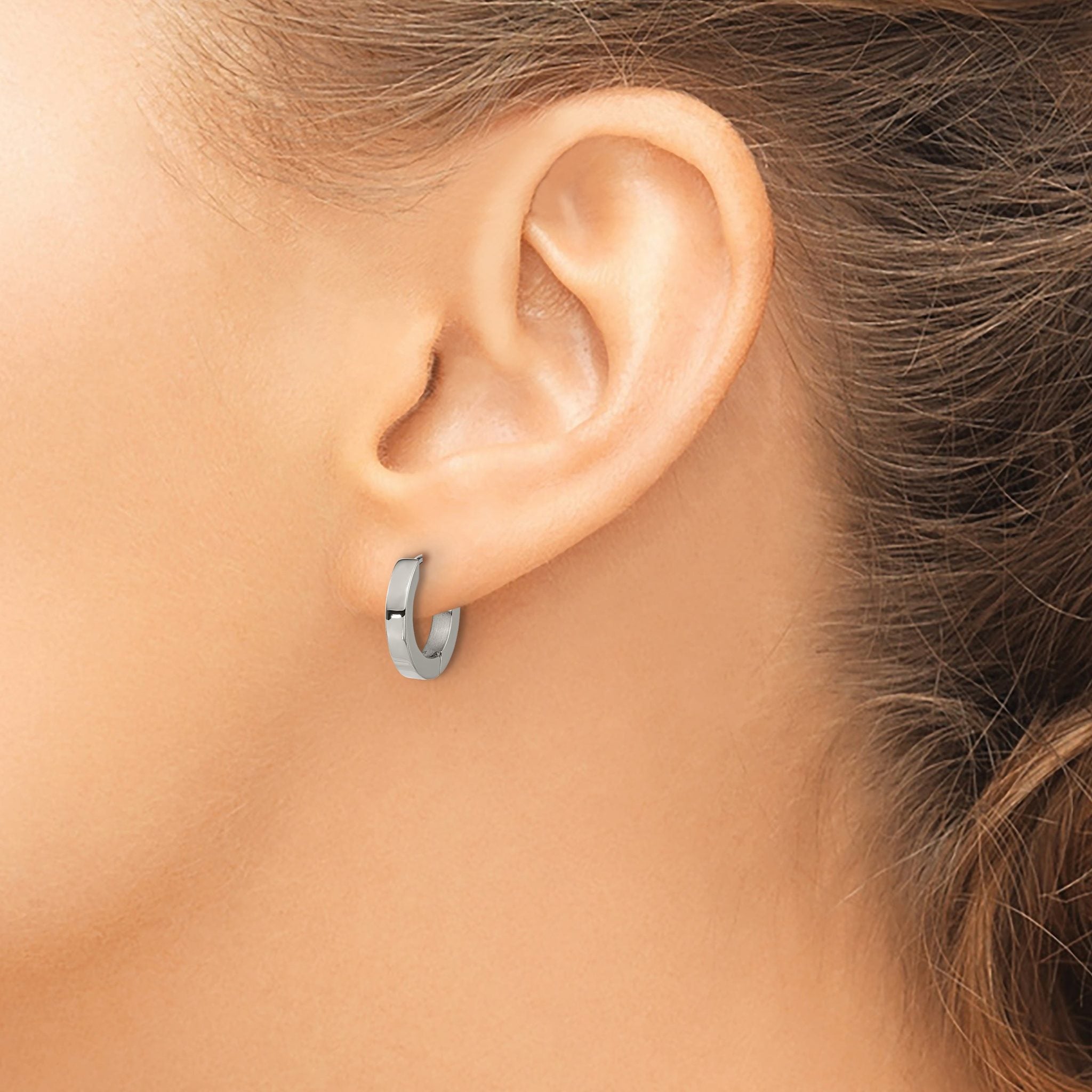 Titanium Polished Huggie Hoop Earrings for Women
