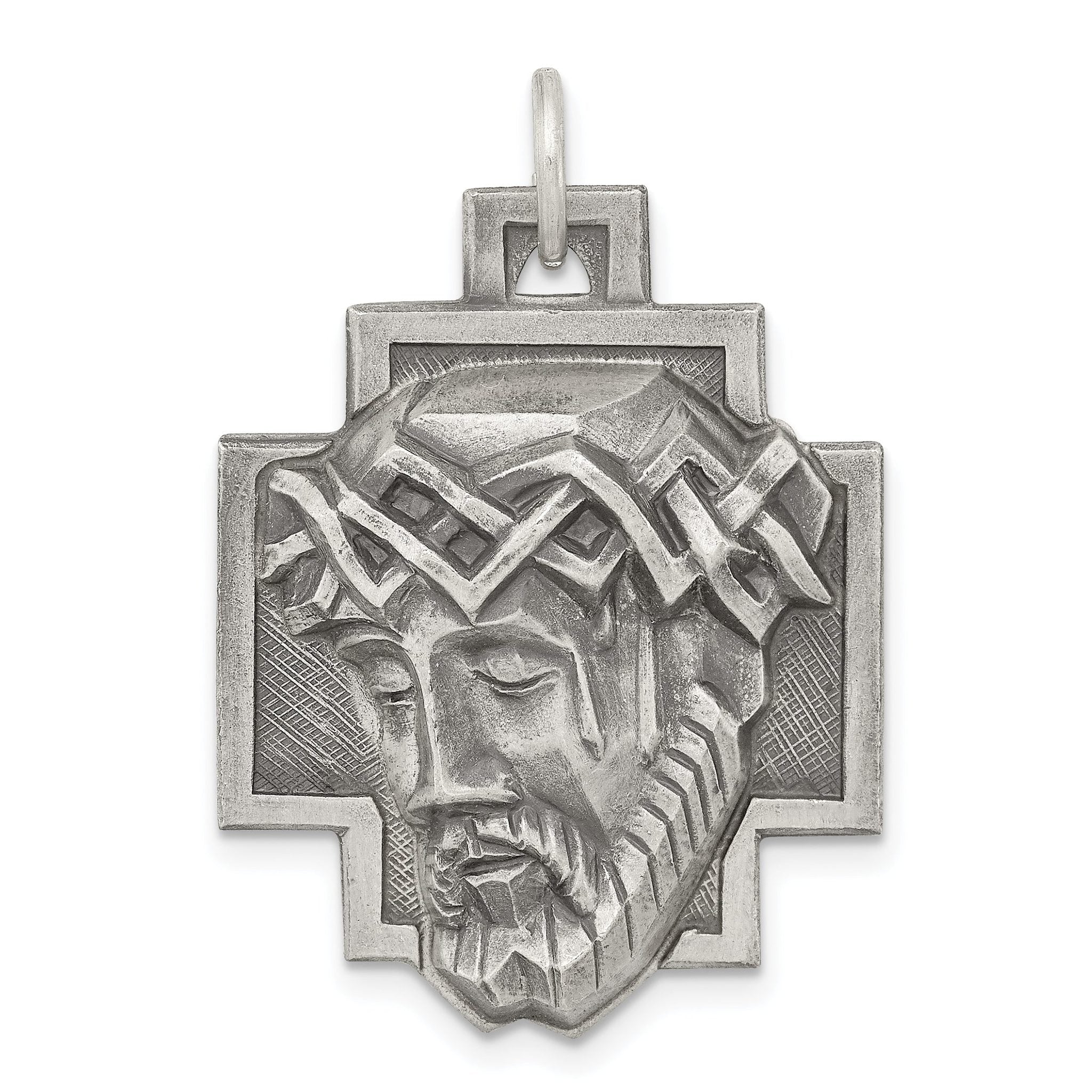 Sterling Silver 925 Ecce Homo Pendant with Antiqued Finish
