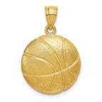 14K Gold Men's Basketball Charm with Polished Brushed Finish  Solid, Textured Design