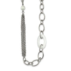White Cat's Eye Slip-On Necklace in Stainless Steel