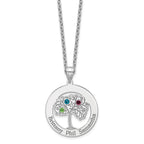 Sterling Silver/Rhodium-plated 3 Birthstone with SS Bezel Family Pendant